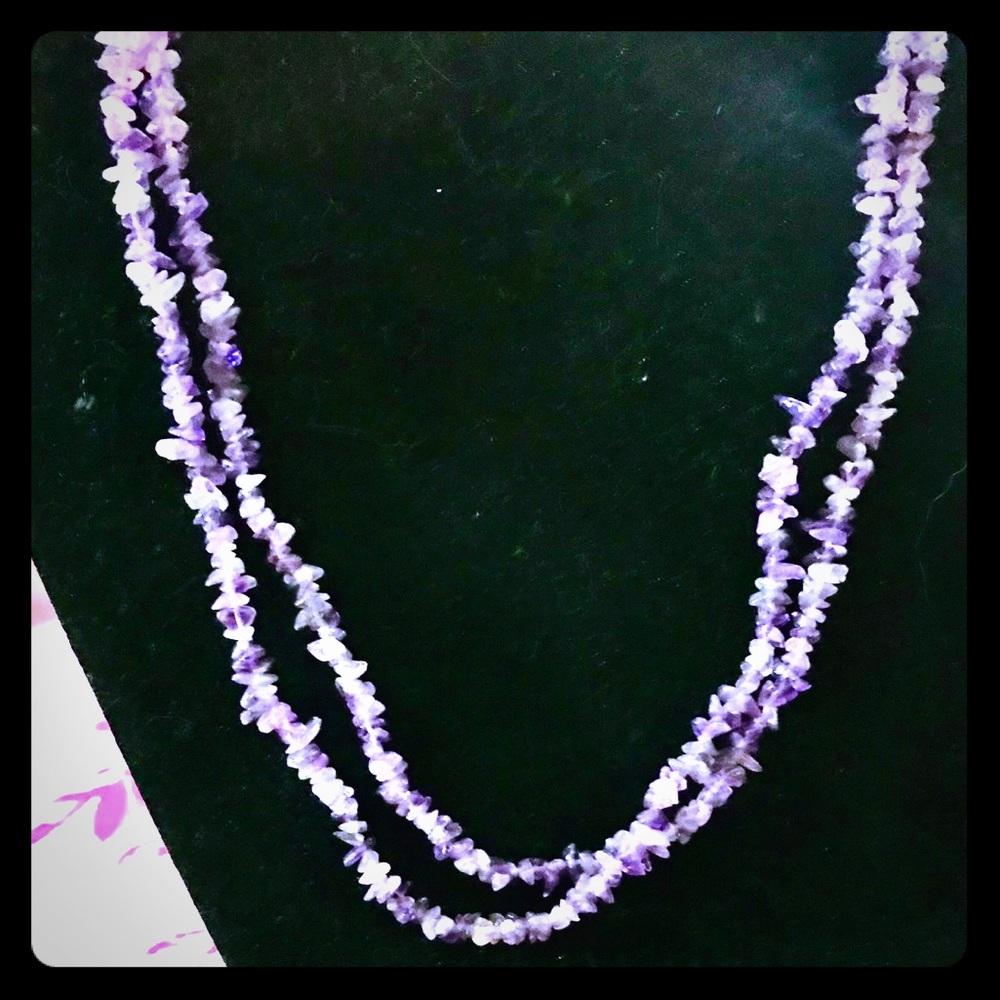 Amethyst Gemstone Chip Necklace - image 1
